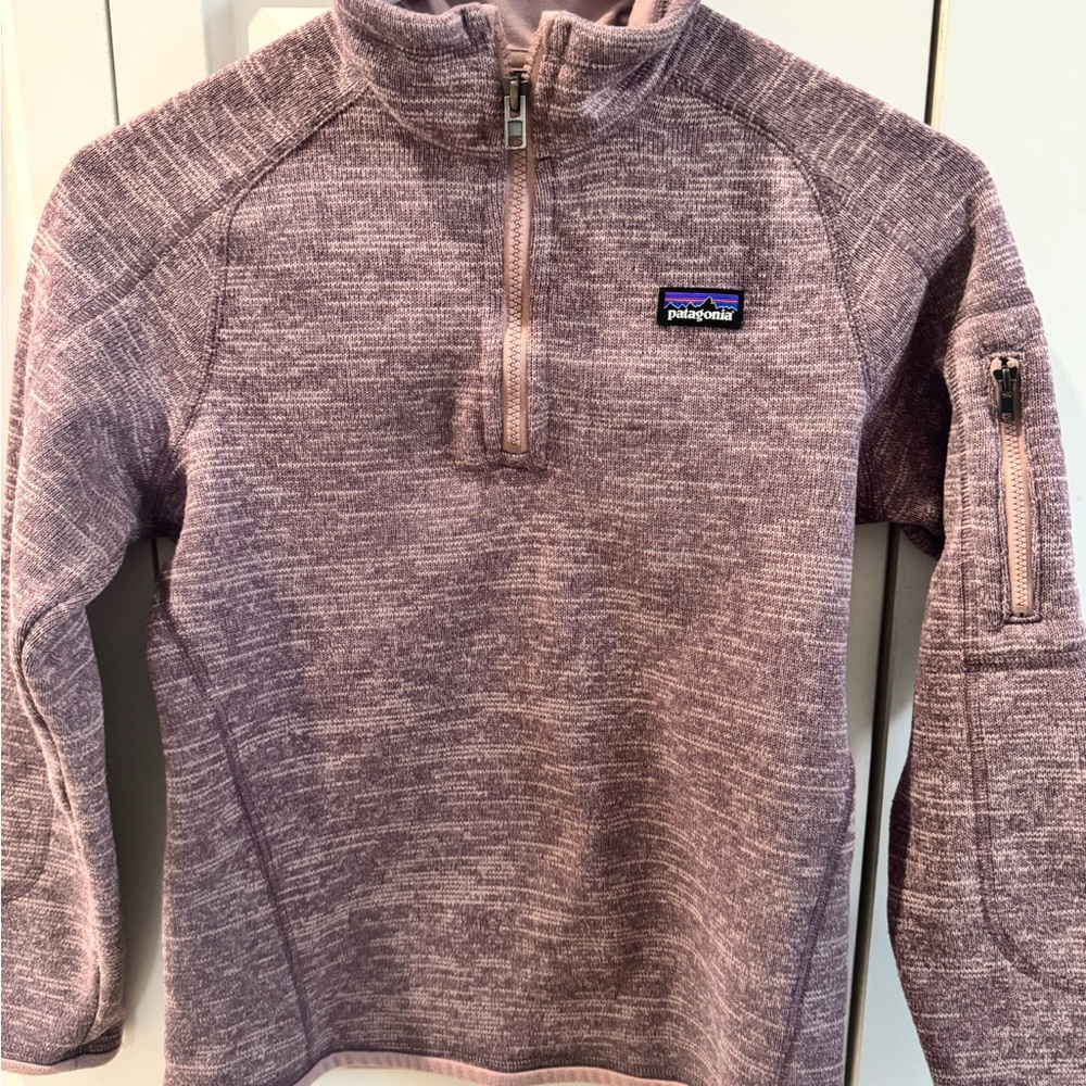 Patagonia Youth 1/4 Zip Lavender Heather Better Sweater Size Large (12)